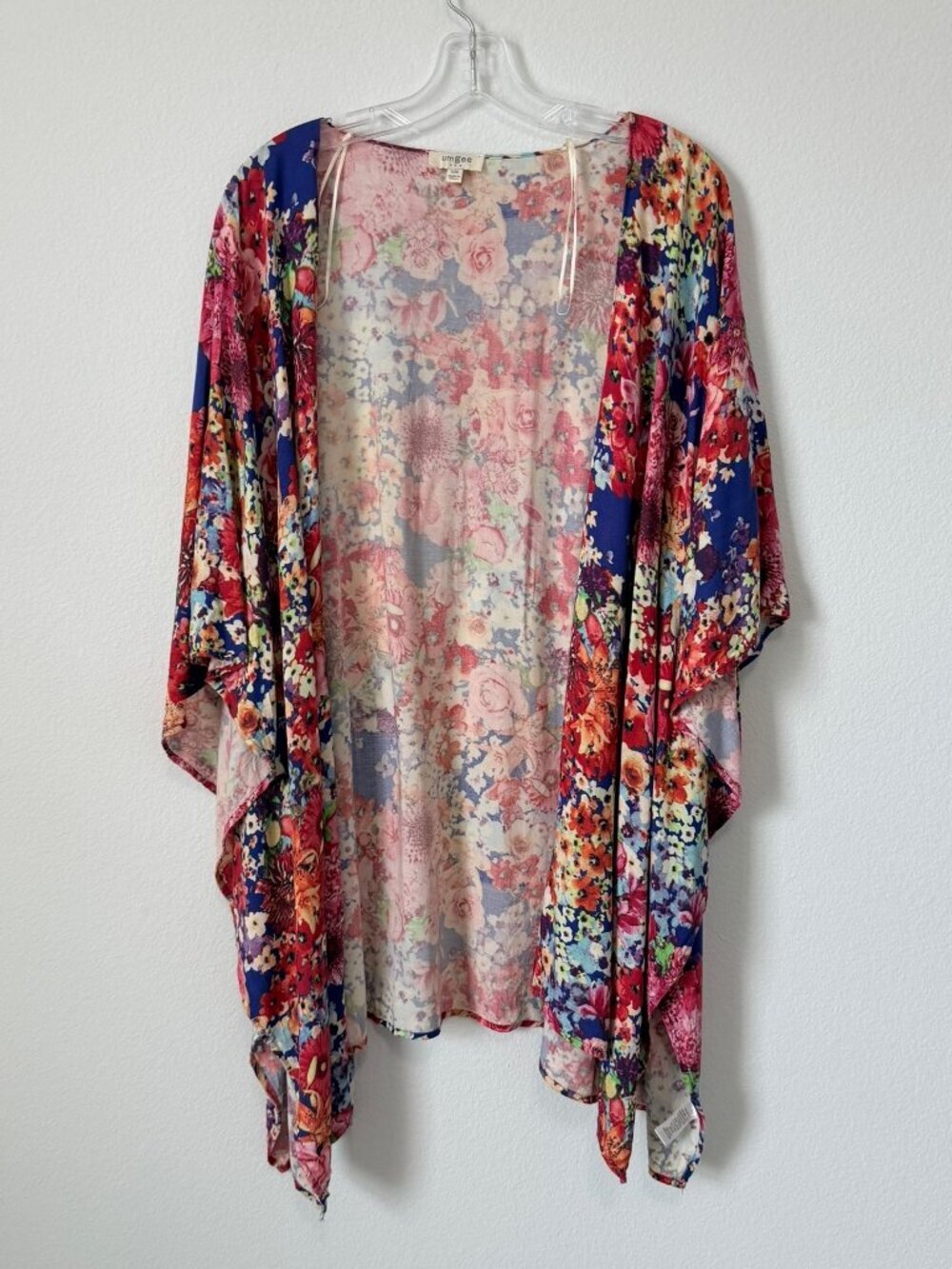 UMGEE Short Sleeve Colorful Floral Open Front Duster Cover Up Size S/M